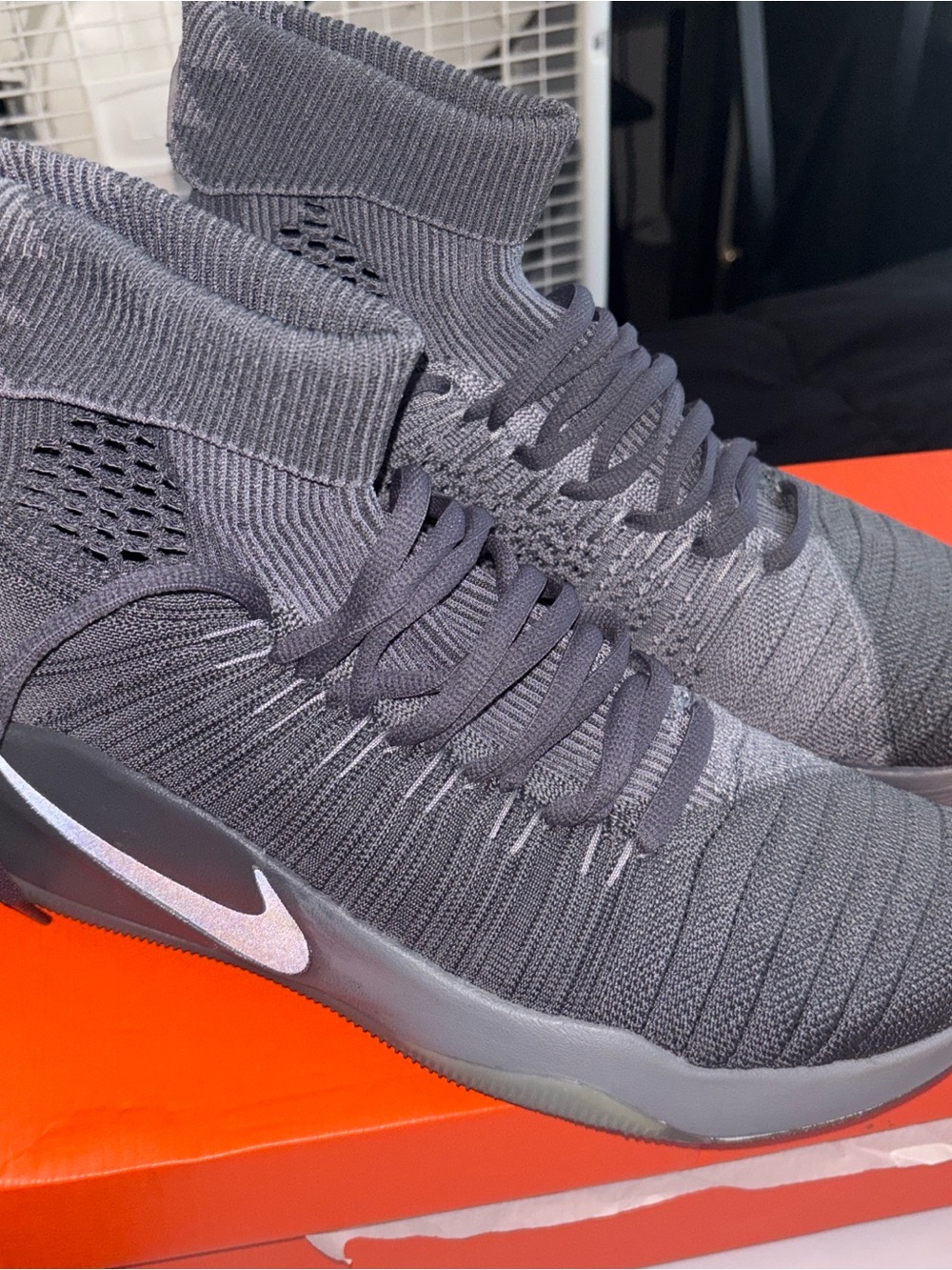 Nike Men's Dark Gray High-Top Knit Sneakers